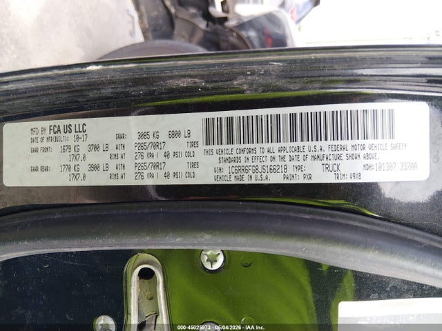 45025973 :رقم المزاد ، 1C6RR6FG8JS166218 vin ، 2018 Ram 1500 Tradesman  4x2 6'4 Box مزاد بيع
