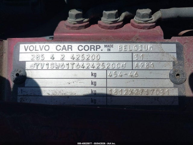 2004 Volvo V70 2.4 მანქანა იყიდება აუქციონზე, vin: YV1SW61T642425200, აუქციონის ნომერი: 45025977