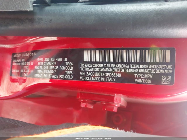 Продажа на аукционе авто 2016 Jeep Renegade Trailhawk, vin: ZACCJBCTXGPD58349, номер лота: 45026047