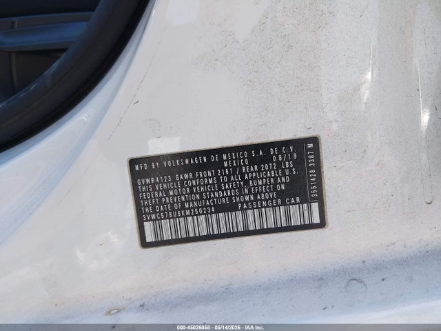 Продаж на аукціоні авто 2019 Volkswagen Jetta 1.4t R-line/1.4t S/1.4t Se, vin: 3VWC57BU6KM250234, номер лоту: 45026058
