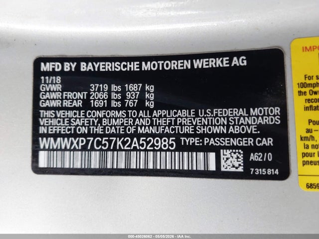 WMWXP7C57K2A52985 Mini Hardtop Cooper S