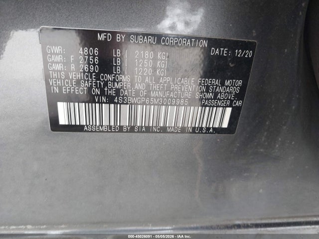 4S3BWGP65M3009985 Subaru Legacy Touring Xt