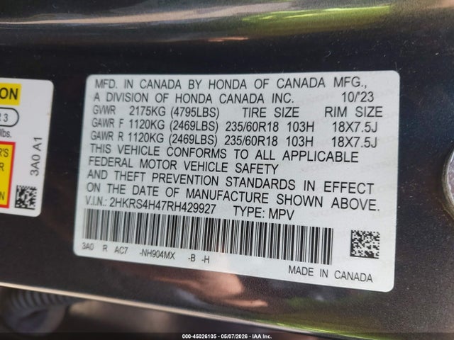 Honda Cr-v Ex Awd 2024 2HKRS4H47RH429927 Image 9
