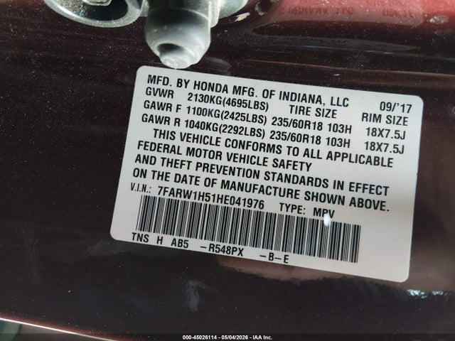 Продаж на аукціоні авто 2017 Honda Cr-v Ex, vin: 7FARW1H51HE041976, номер лоту: 45026114