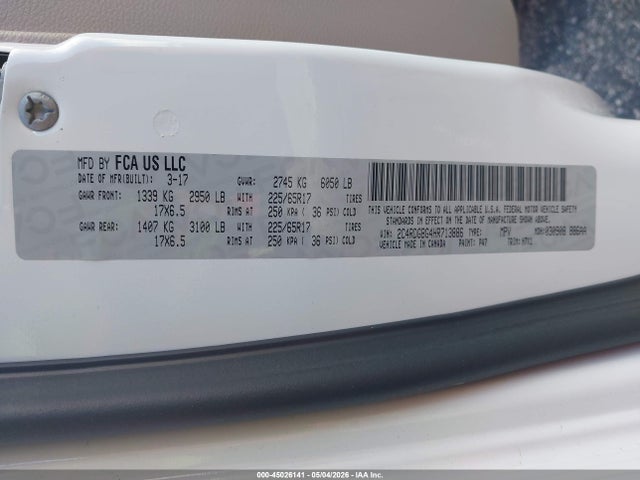 45026141 :رقم المزاد ، 2C4RDGBG4HR713886 vin ، 2017 Dodge Grand Caravan Se مزاد بيع