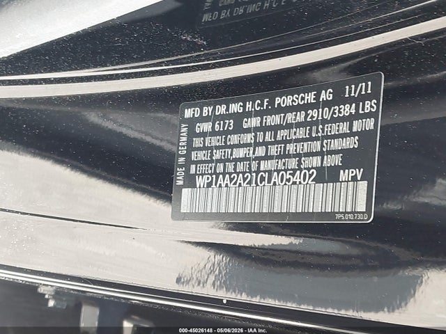 Продаж на аукціоні авто 2012 Porsche Cayenne, vin: WP1AA2A21CLA05402, номер лоту: 45026148