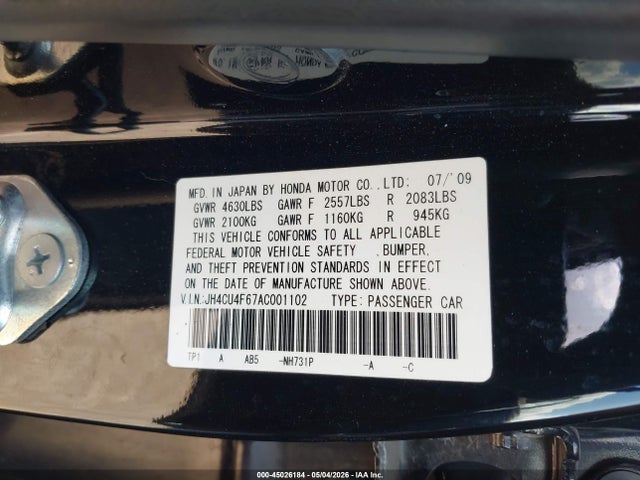 Продаж на аукціоні авто 2010 Acura Tsx 3.5, vin: JH4CU4F67AC001102, номер лоту: 45026184