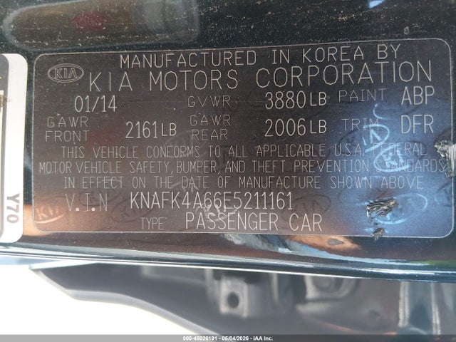 Aukcja sprzedaży 2014 Kia Forte Lx, vin: KNAFK4A66E5211161, numer aukcji: 45026191