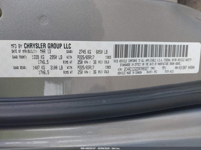 2013 Chrysler Town & Country Touring-l მანქანა იყიდება აუქციონზე, vin: 2C4RC1CG2DR709327, აუქციონის ნომერი: 45026197