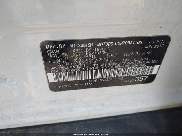 Продаж на аукціоні авто 2016 Mitsubishi Outlander Sport 2.4 Se, vin: JA4AR3AW2GZ055242, номер лоту: 45026200