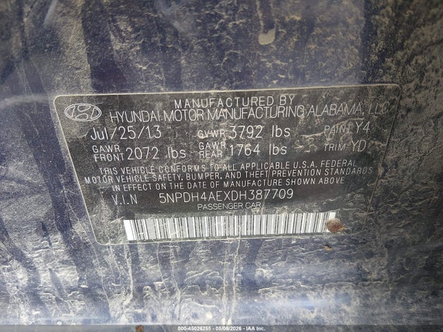 Продаж на аукціоні авто 2013 Hyundai Elantra Gls, vin: 5NPDH4AEXDH387709, номер лоту: 45026255