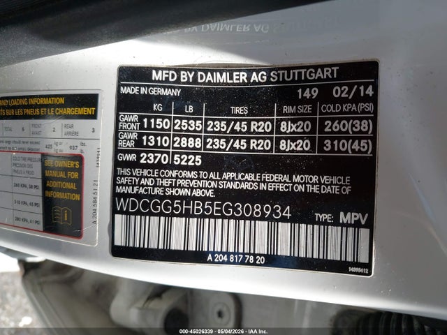 45026339 :رقم المزاد ، WDCGG5HB5EG308934 vin ، 2014 Mercedes-benz Glk 350 مزاد بيع