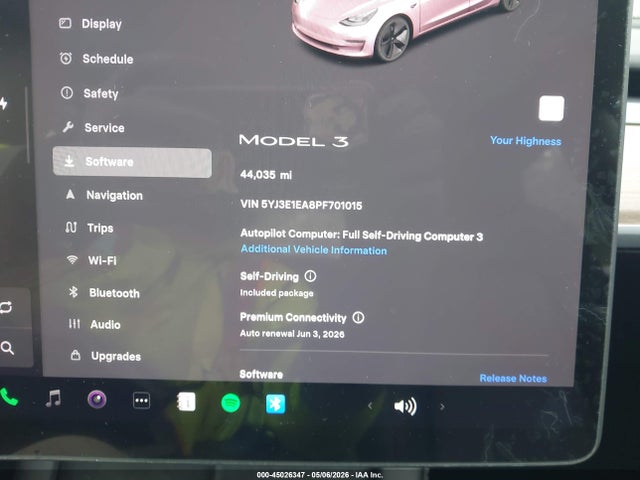 2023 Tesla Model 3 Rear-wheel Drive მანქანა იყიდება აუქციონზე, vin: 5YJ3E1EA8PF701015, აუქციონის ნომერი: 45026347