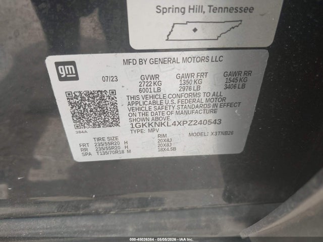 Aukcja sprzedaży 2023 Gmc Acadia Fwd Sle, vin: 1GKKNKL4XPZ240543, numer aukcji: 45026384