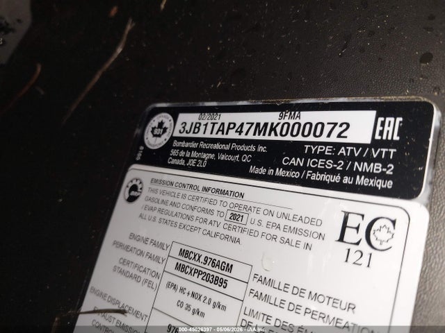3JB1TAP47MK000072 Can-Am Maverick Sport 1000/1000 Dps