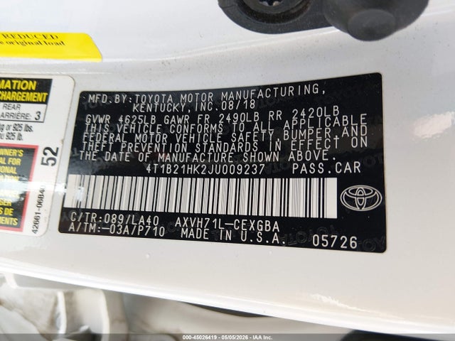 4T1B21HK2JU009237 Toyota Camry Hybrid Xle