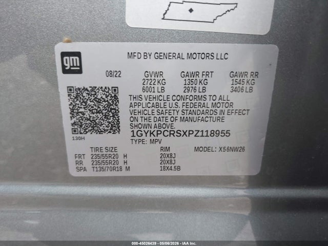 45026439 :رقم المزاد ، 1GYKPCRSXPZ118955 vin ، 2023 Cadillac Xt6 Fwd Premium Luxury مزاد بيع
