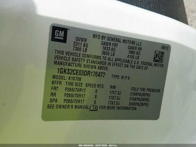 Продажа на аукционе авто 2013 Gmc Yukon Slt, vin: 1GKS2CE03DR176477, номер лота: 45026462