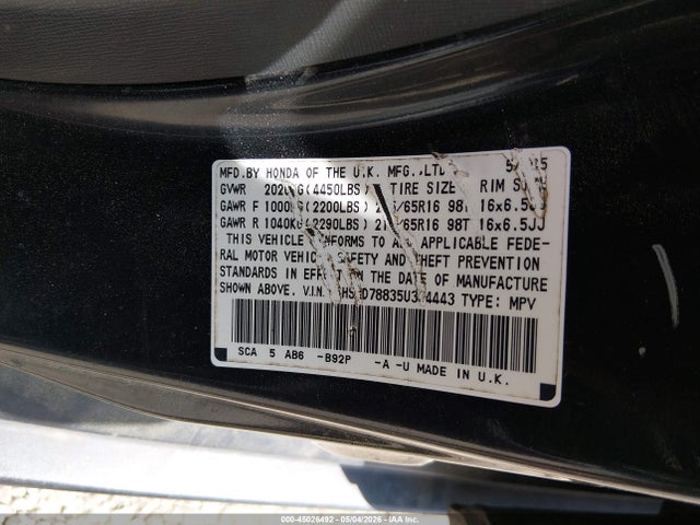 Aukcja sprzedaży 2005 Honda Cr-v Ex, vin: SHSRD78835U334443, numer aukcji: 45026492