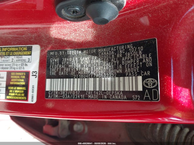Продаж на аукціоні авто 2010 Toyota Corolla S, vin: 2T1BU4EE7AC503332, номер лоту: 45026541