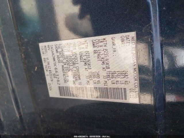 2013 Nissan Pathfinder Sl მანქანა იყიდება აუქციონზე, vin: 5N1AR2MM7DC663262, აუქციონის ნომერი: 45026574