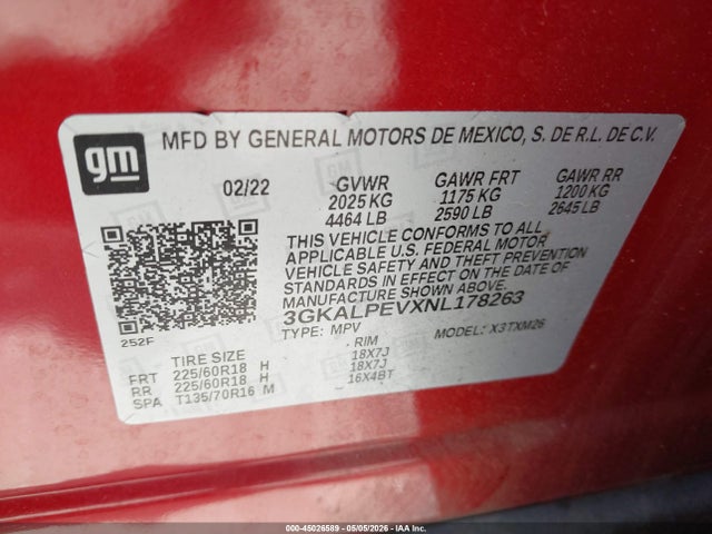 Продаж на аукціоні авто 2022 Gmc Terrain Fwd Slt, vin: 3GKALPEVXNL178263, номер лоту: 45026589