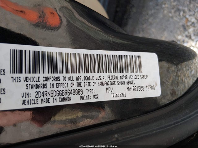 2011 Dodge Grand Caravan Crew მანქანა იყიდება აუქციონზე, vin: 2D4RN5DG6BR649889, აუქციონის ნომერი: 45026618