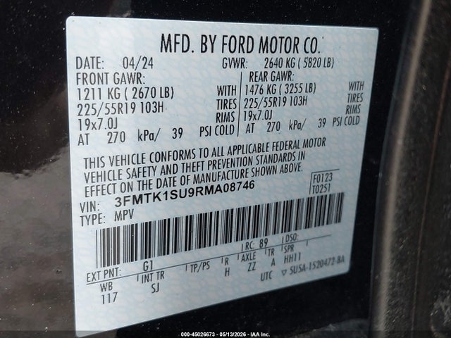 3FMTK1SU9RMA08746 Ford Mustang Mach-e Select