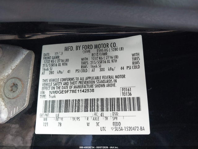 45026734 :رقم المزاد ، NM0GE9F78E1142538 vin ، 2014 Ford Transit Connect Xlt مزاد بيع