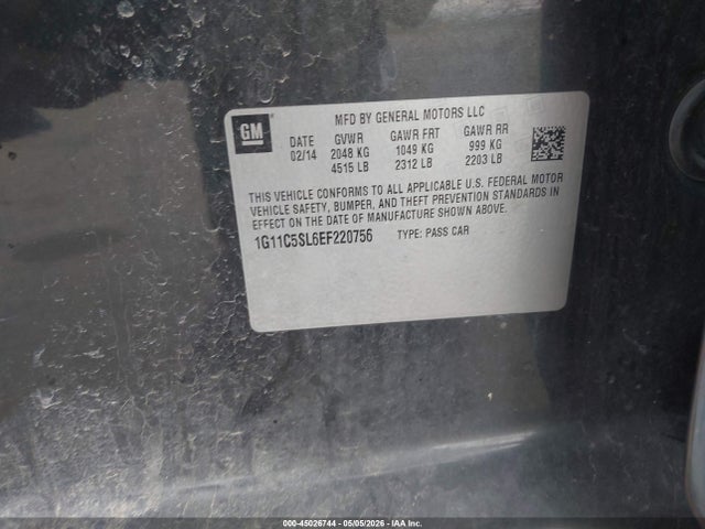 Продажа на аукционе авто 2014 Chevrolet Malibu 1lt, vin: 1G11C5SL6EF220756, номер лота: 45026744