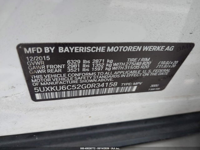 Aukcja sprzedaży 2016 Bmw X6 Xdrive50i, vin: 5UXKU6C52G0R34158, numer aukcji: 45026772