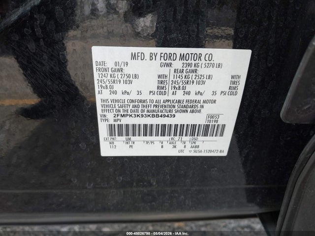 Ford Edge Titanium 2019 2FMPK3K93KBB49439 Image 9