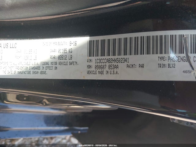 Продаж на аукціоні авто 2017 Chrysler 200 Limited Platinum, vin: 1C3CCCAB2HN502341, номер лоту: 45026810