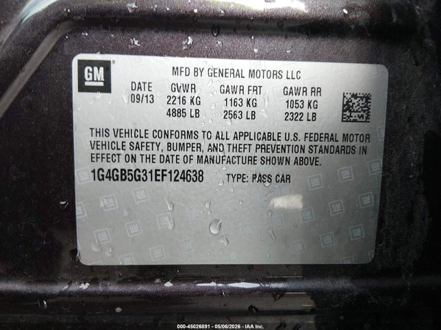 Продаж на аукціоні авто 2014 Buick Lacrosse Leather Group, vin: 1G4GB5G31EF124638, номер лоту: 45026891