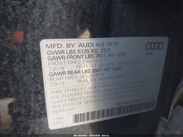 Продажа на аукционе авто 2019 Audi Q3 2.0t S Line Premium, vin: WA1EECF34K1065306, номер лота: 45026928