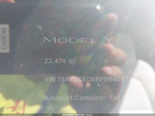 7SAYGDED8RF094647 Tesla Model Y Long Range Single Motor Rear-wheel Drive/rwd