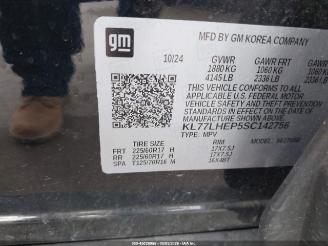 Auction sale of the 2025 Chevrolet Trax Fwd Lt, vin: KL77LHEP5SC142756, lot number: 45026955