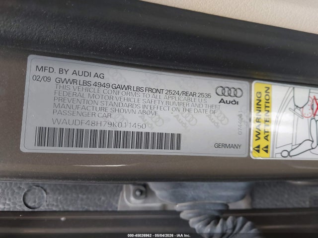 Продаж на аукціоні авто 2009 Audi A4 2.0t Cabriolet Quattro, vin: WAUDF48H79K011450, номер лоту: 45026962