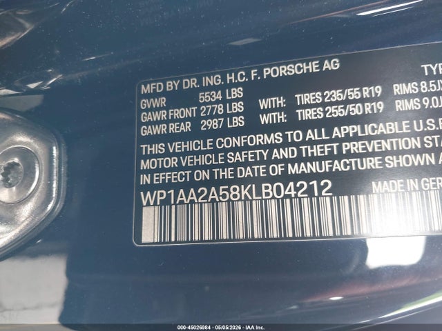 WP1AA2A58KLB04212 Porsche Macan
