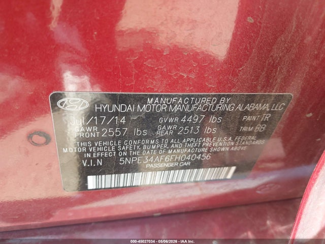 Продажа на аукционе авто 2015 Hyundai Sonata Limited, vin: 5NPE34AF6FH040456, номер лота: 45027034