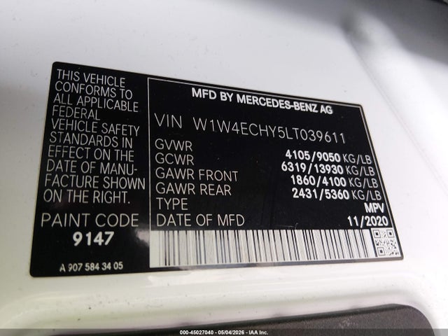 W1W4ECHY5LT039611 Mercedes-Benz Sprinter 2500 High Roof V6