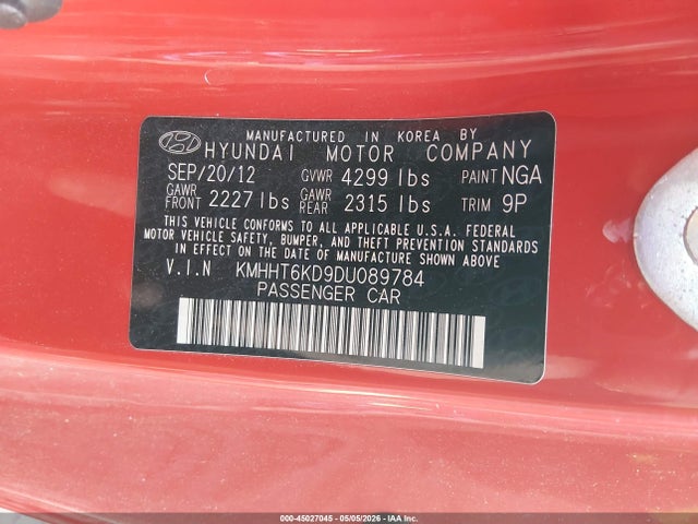 Aukcja sprzedaży 2013 Hyundai Genesis, vin: KMHHT6KD9DU089784, numer aukcji: 45027045