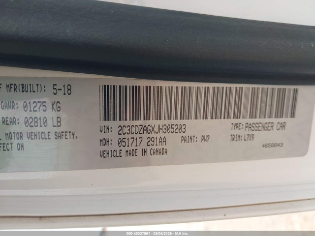 Продаж на аукціоні авто 2018 Dodge Challenger Sxt, vin: 2C3CDZAGXJH305203, номер лоту: 45027061
