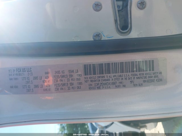 Aukcja sprzedaży 2019 Jeep Cherokee High Altitude 4x4, vin: 1C4PJMDNXKD410907, numer aukcji: 45027088