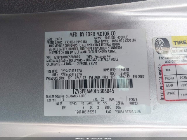Ford Mustang V6 2014 1ZVBP8AM0E5306045 Image 9
