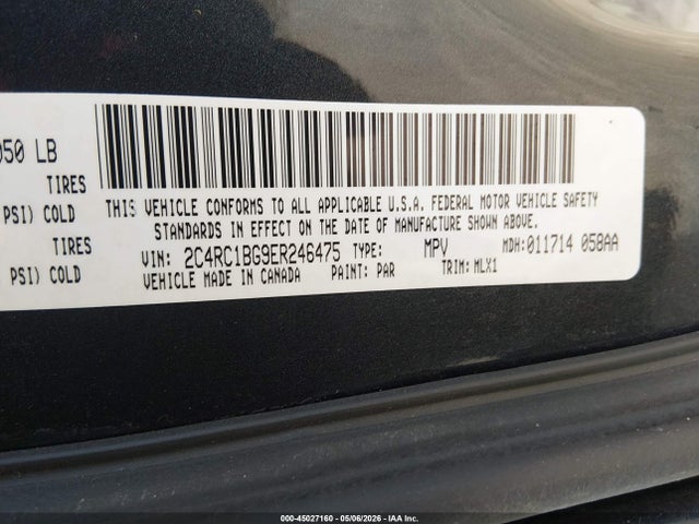 2014 Chrysler Town & Country Touring მანქანა იყიდება აუქციონზე, vin: 2C4RC1BG9ER246475, აუქციონის ნომერი: 45027160