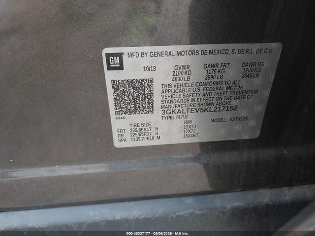 45027177 :رقم المزاد ، 3GKALTEV5KL217152 vin ، 2019 Gmc Terrain Sle مزاد بيع