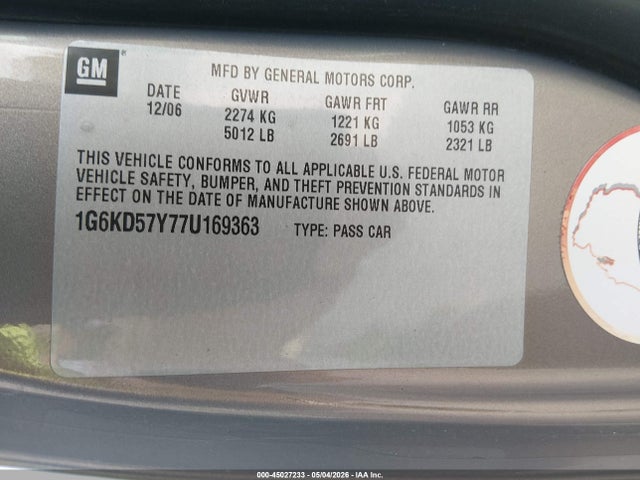 Aukcja sprzedaży 2007 Cadillac Dts Luxury I, vin: 1G6KD57Y77U169363, numer aukcji: 45027233