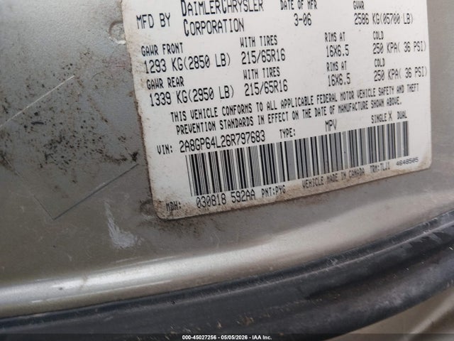 Продажа на аукционе авто 2006 Chrysler Town & Country Limited, vin: 2A8GP64L26R797683, номер лота: 45027256