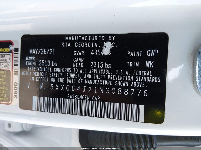 5XXG64J21NG088776 KIA K5 Gt-line